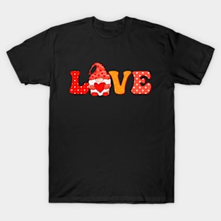 Vintage Valentine Gnome in the word Love T-Shirt